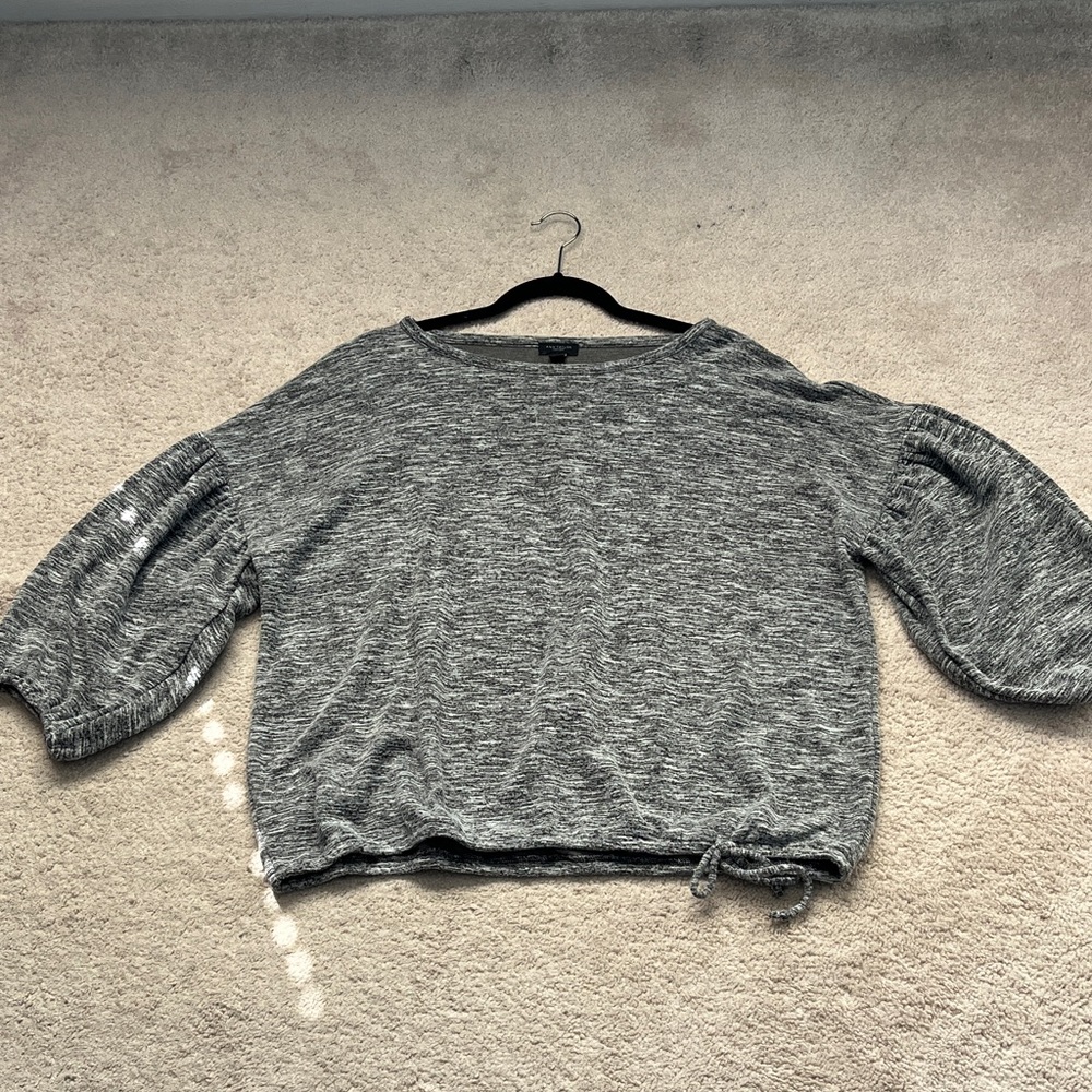 Oversized grey Ann Taylor Factory Knit Sweater with Balloon Sleeves